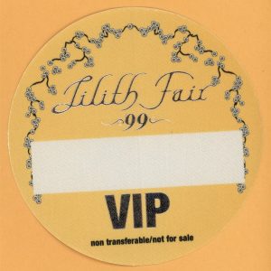 Sarah McLachlan 1999 Lilith Fair Concert Tour VIP Backstage Pass
