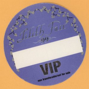 Sarah McLachlan 1999 Lilith Fair Concert Tour VIP Backstage Pass