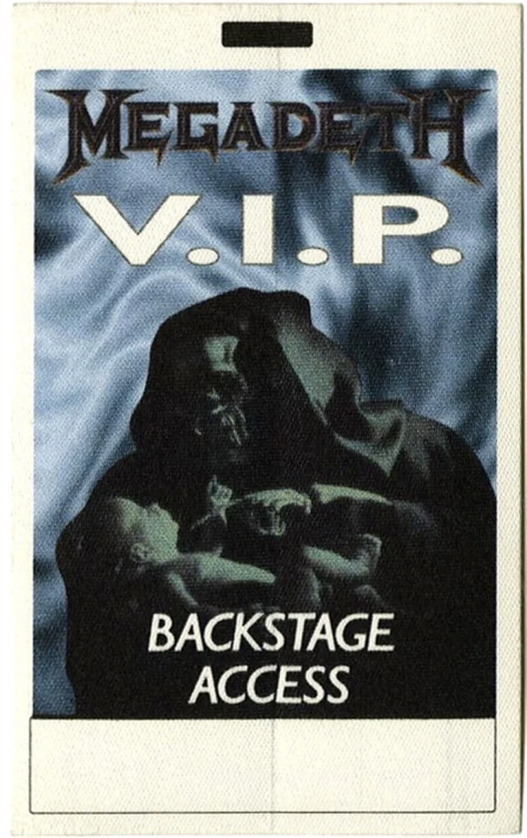 Megadeth 1994 Youthanasia Concert Tour VIP Backstage Pass
