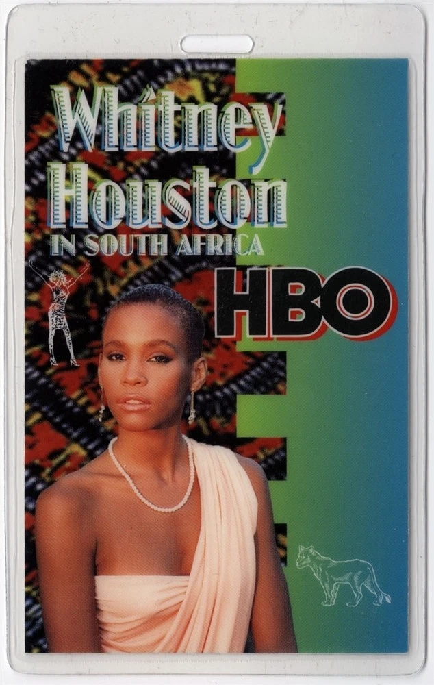 Whitney Houston 1995 Concert HBO South Africa Tour Laminated Backstage Pass