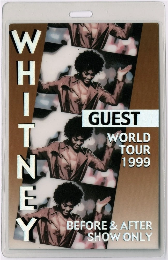 Whitney Houston 1999 Concert Tour Foil Guest Laminated Backstage Pass