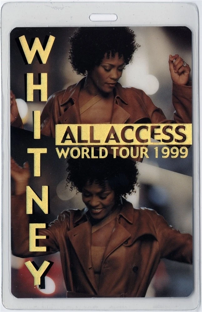 Whitney Houston 1999 Concert Tour All Access Laminated Backstage Pass