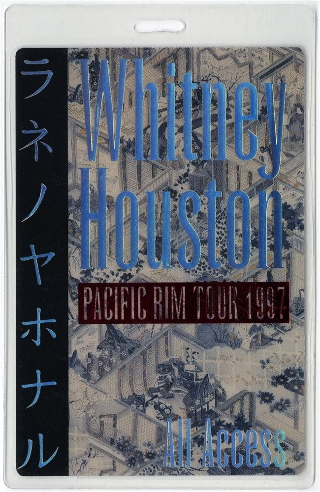 Whitney Houston 1997 Pacific Rim Concert Tour Laminated Backstage Pass