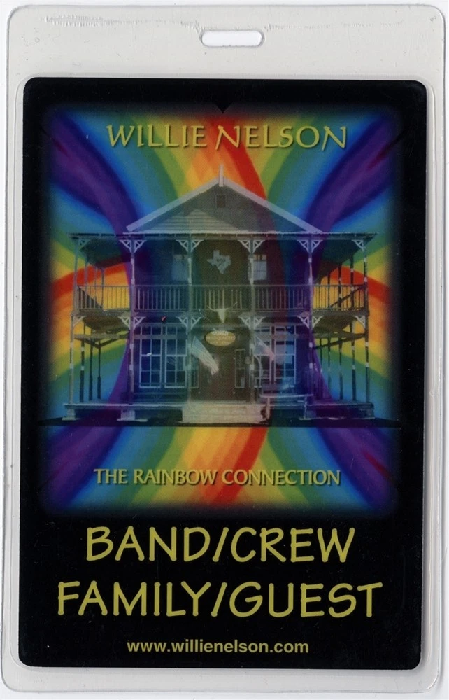 Willie Nelson 2001 Rainbow Connection Concert Tour Laminated Backstage Pass