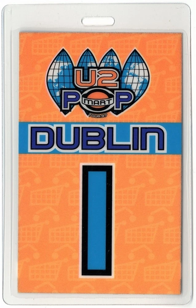 U2 1997 Popmart Concert Tour Dublin, Ireland Laminated Backstage Pass