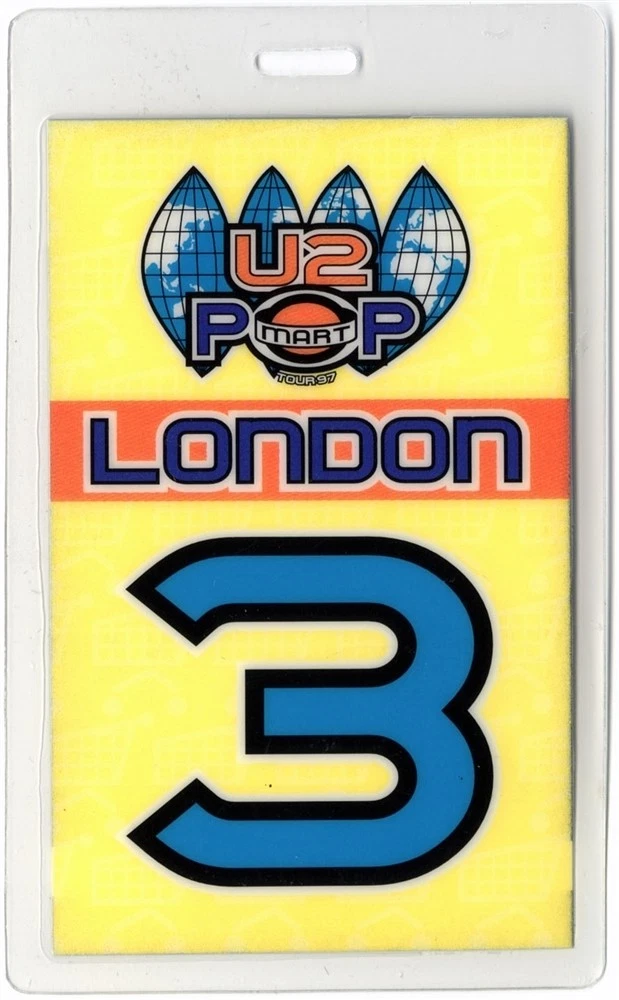 U2 1997 Popmart Concert Tour London 3 Laminated Backstage Pass