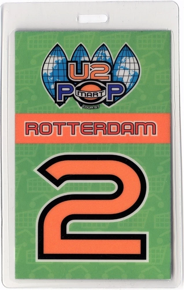 U2 1997 Popmart Concert Tour Rotterdam 2 Laminated Backstage Pass