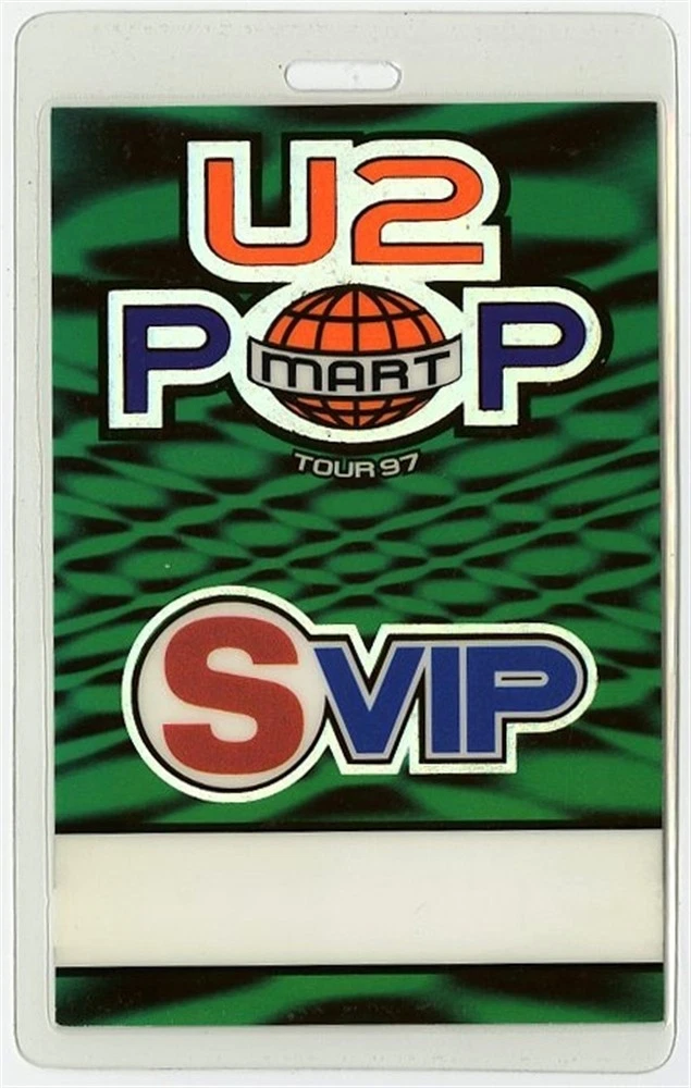 U2 1997 Popmart Concert Tour VIP Laminated Backstage Pass