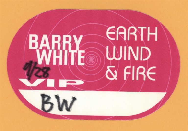 Barry White 1999 Earth Wind & Fire Concert Tour VIP Backstage Pass