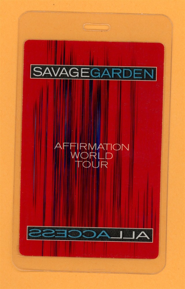 Savage Garden All Access Backstage Laminated Pass - 2000 Affirmation Tour