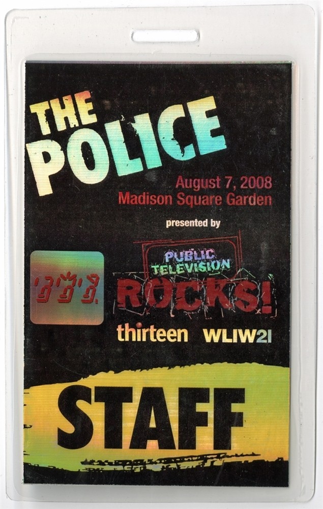 The Police 2008 Reunion Concert Tour collexctible Staff Laminated Backstage Pass