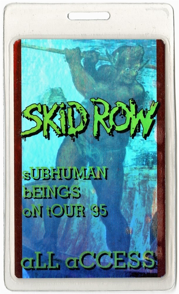 Skid Row 1995 Subhuman Beings Concert Tour Laminated Backstage Pass