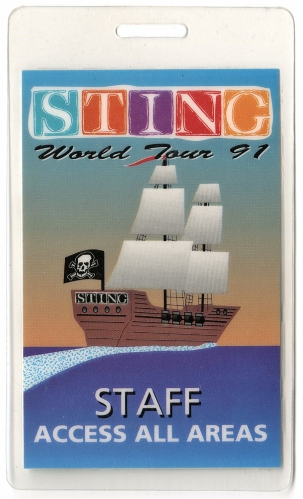 Sting 1991 Concert Laminated Backstage Pass Soul Cages Tour Police