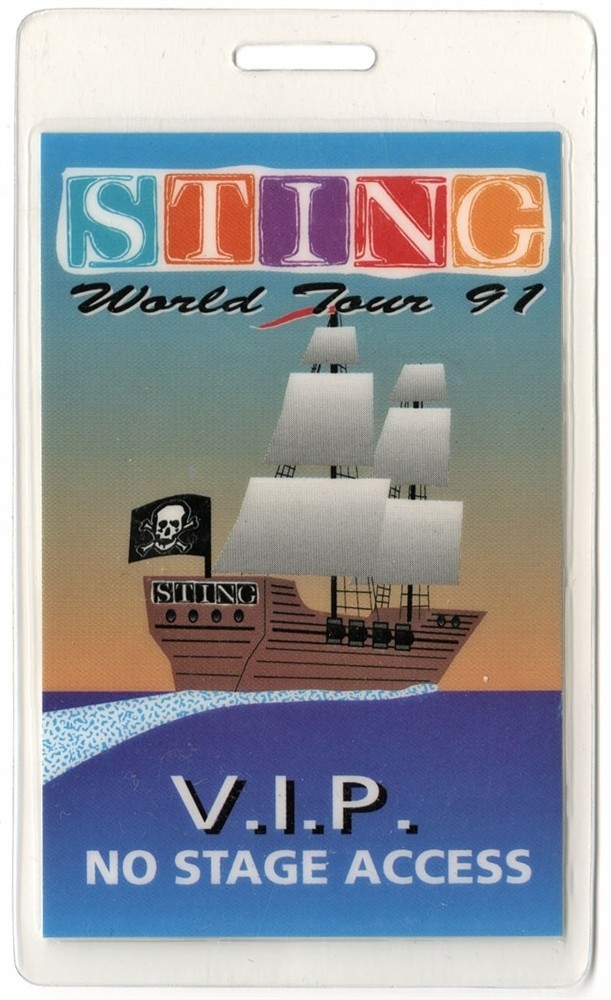 Sting 1991 Concert Laminated Backstage Pass Soul Cages Tour Police