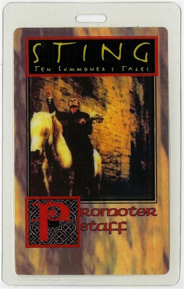 Sting 1993 Laminated Backstage Pass Ten Summoner's Tales Tour Police