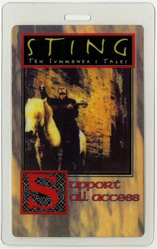 Sting 1993 Laminated Backstage Pass Ten Summoner's Tales Tour Police