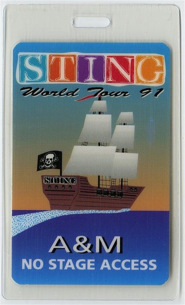 Sting 1991 Concert Laminated Backstage Pass Soul Cages Tour Police