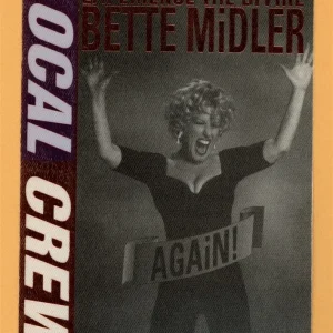 Bette Midler 1993 Experience the Divine Again! Tour LOCAL CREW Backstage Pass