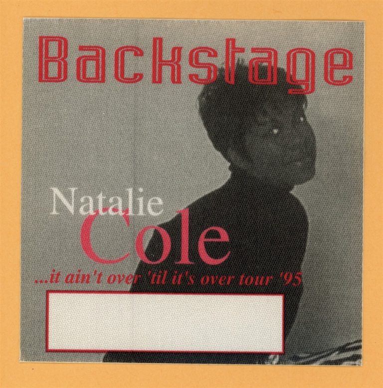 Natalie Cole 1995 Ain't Over 'Til It's Over Concert Tour Backstage Pass