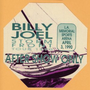 Billy Joel 1990 Storm Front Concert Tour After Show Backstage Pass