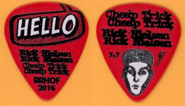 Cheap Trick Rick Nielsen RED HELLO Guitar Pick - 2016 Rock & Roll HOF Tour