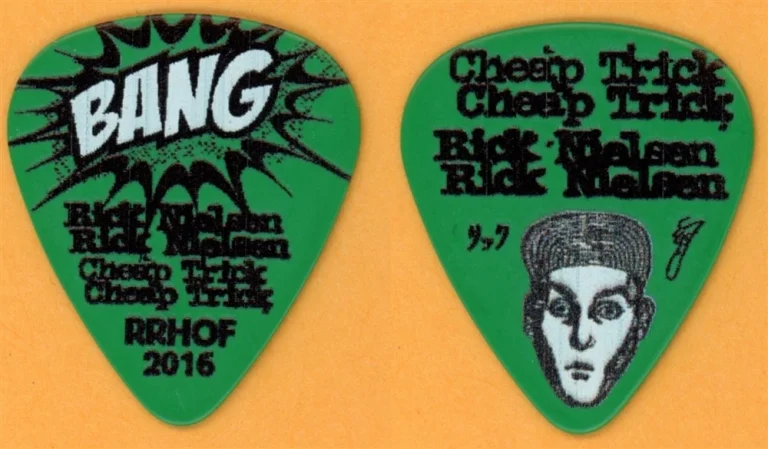 Cheap Trick Rick Nielsen GREEN BANG Guitar Pick - 2016 Rock & Roll HOF Tour