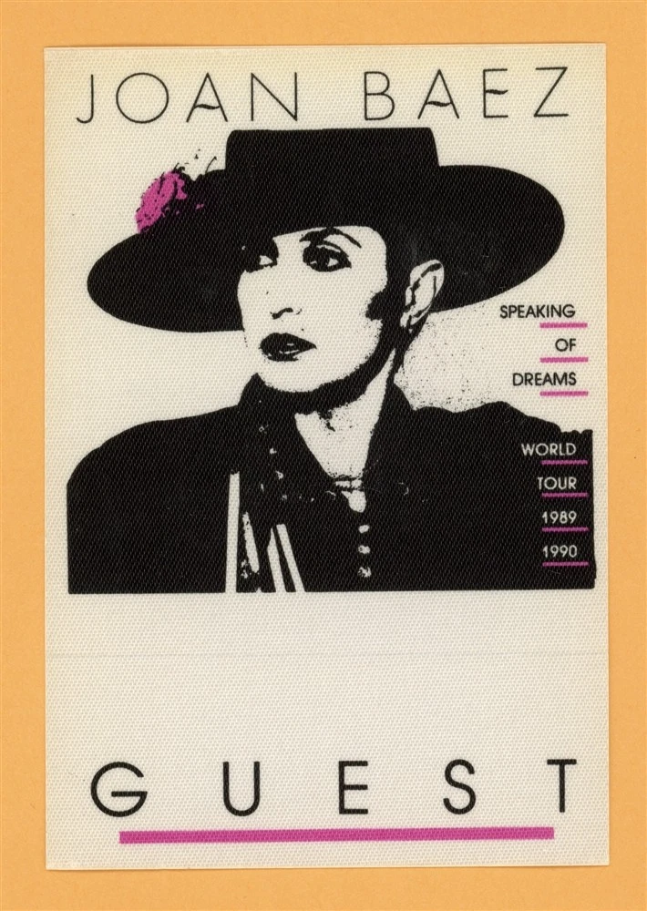 Joan Baez 1989 Speaking of Dreams Concert Tour Backstage Pass