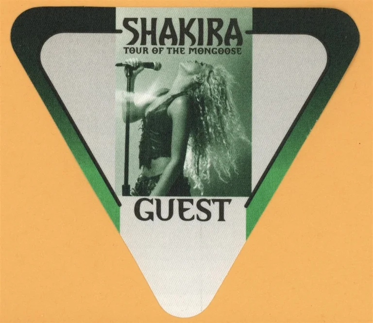 Shakira 2001 Tour of The Mongoose Concert GUEST Backstage Pass