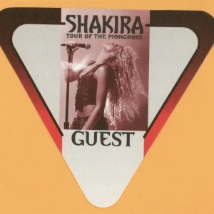 Shakira 2001 Tour of The Mongoose Concert GUEST Backstage Pass