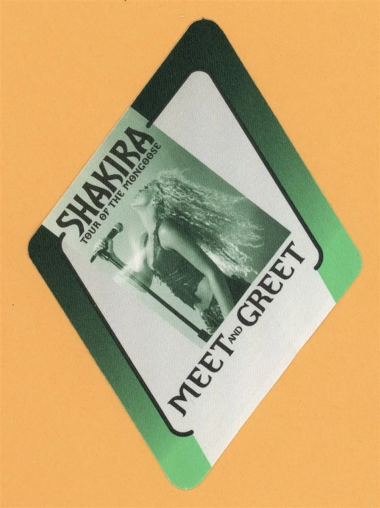 Shakira 2001 Tour of The Mongoose Concert MEET & GREET Backstage Pass