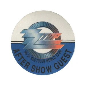 ZZ Top 1990 Recycler Concert Tour Aftershow Backstage Pass