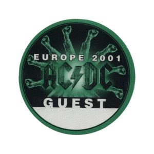 AC/DC 2001 Stiff Upper Lip Concert Tour Guest Backstage Pass - EU