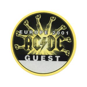 AC/DC 2001 Stiff Upper Lip Concert Tour Guest Backstage Pass - EU