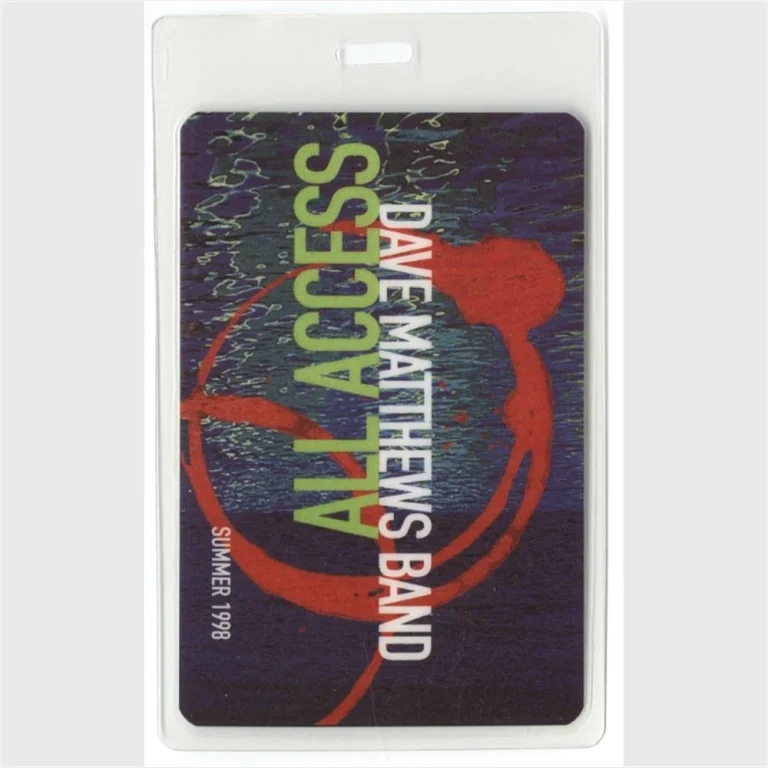 Dave Matthews 1998 Concert Tour All Access Laminated Backstage Pass