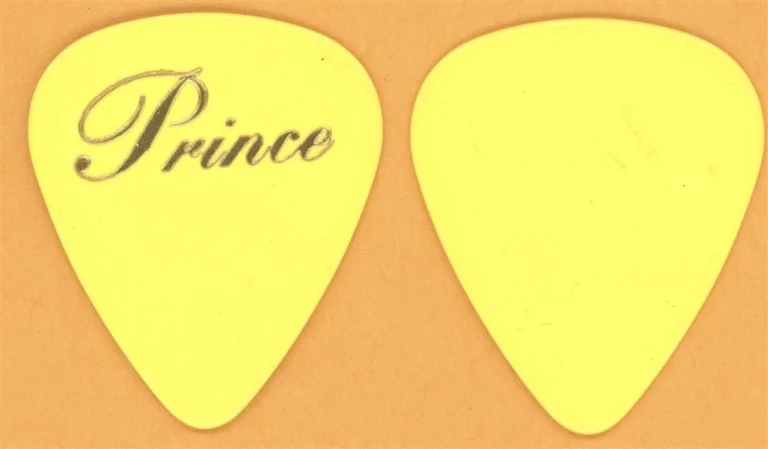 Prince Rare Gold on Yellow Vintage Tour Guitar Pick