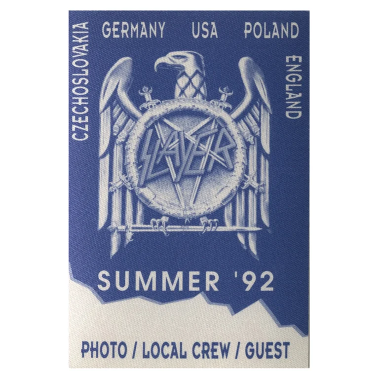 Slayer 1992 Summer Concert Tour Local Crew Backstage Pass