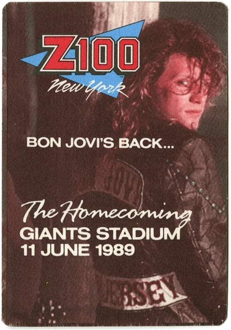 Bon Jovi 1989 New Jersey Concert Tour Radio Z100 New York Promo Backstage Pass