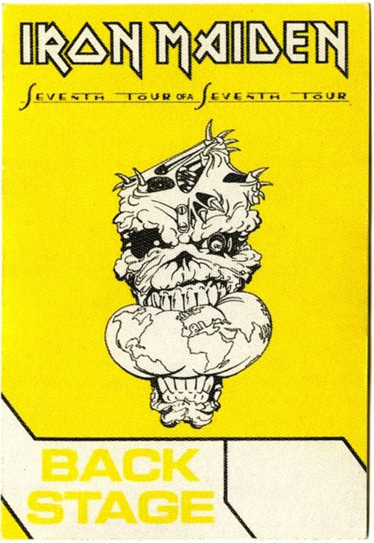 Iron Maiden 1988 Seventh Son Concert Tour Backstage Pass