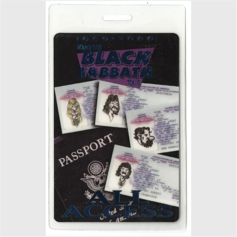 Black Sabbath 1999-2000 Reunion European Concert Tour Laminated Backstage Pass