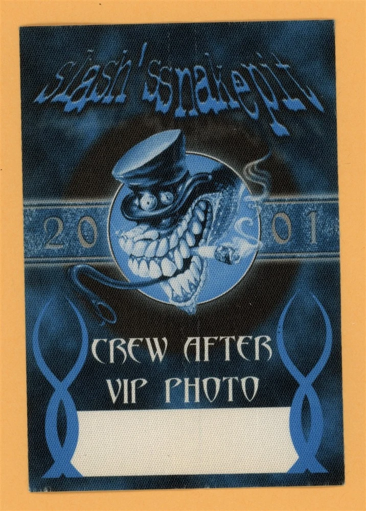 SLASH’S SNAKEPIT 2001 GUNS N ROSES CONCERT TOUR VIP BACKSTAGE PASS COLLECTIBLE MEMORABILIA