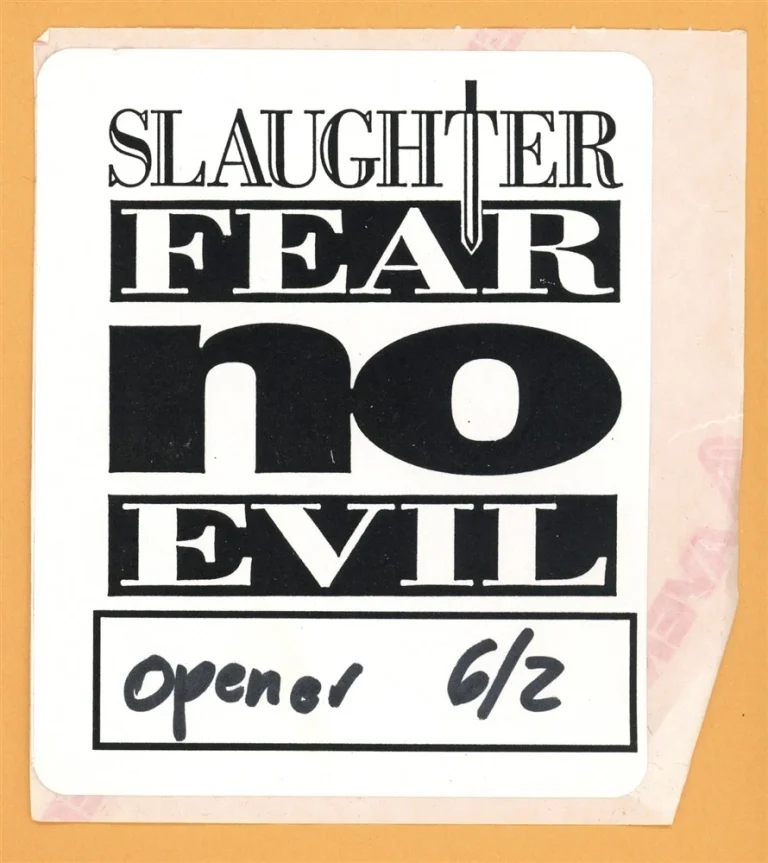 Slaughter 1995 Fear No Evil Concert Tour OPENER Backstage Pass