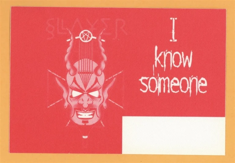 Slayer 1998 Diabolus in Musica Concert Tour All Access Backstage Pass