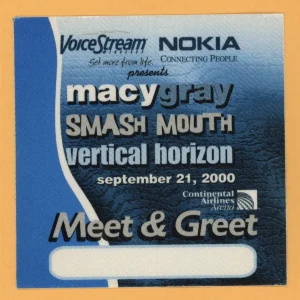 Smash Mouth 2000 w/ Vertical Horizon Concert Tour MEET & GREET Backstage Pass