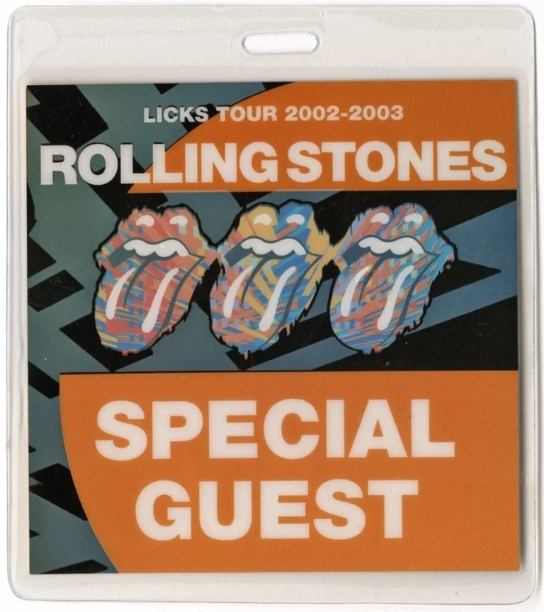 Rolling Stones 2002 Licks Concert Tour Guest Foil Laminated Backstage Pass