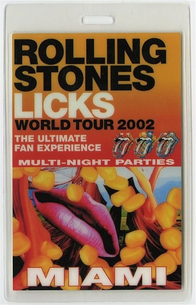 Rolling Stones 2002 Licks Concert Tour Laminated Backstage Pass