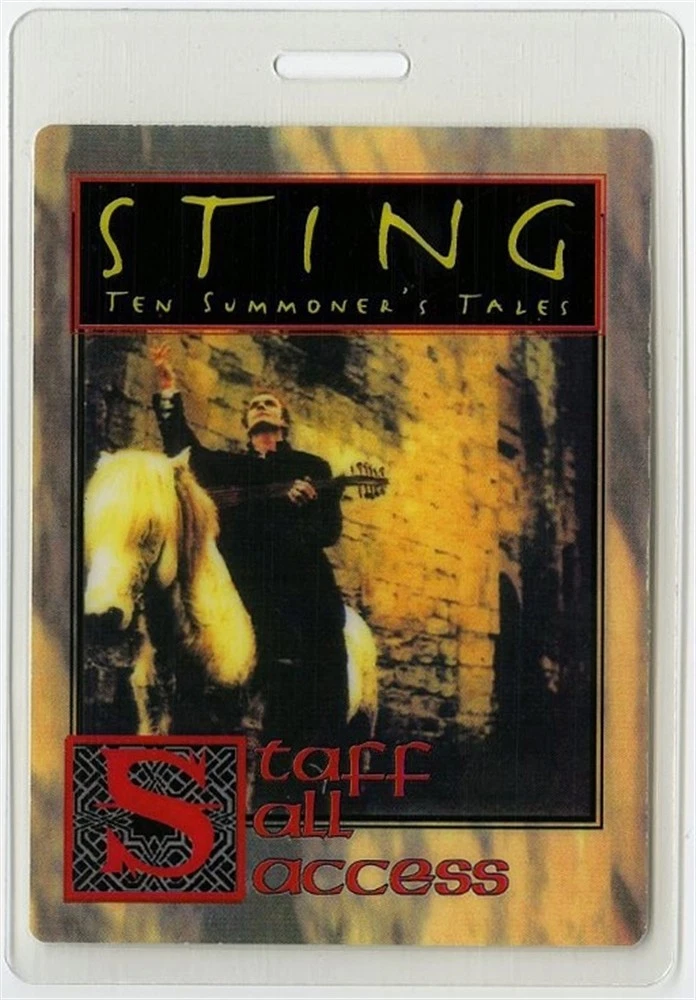 Sting 1993 Laminated Backstage Pass Ten Summoner's Tales Tour Police