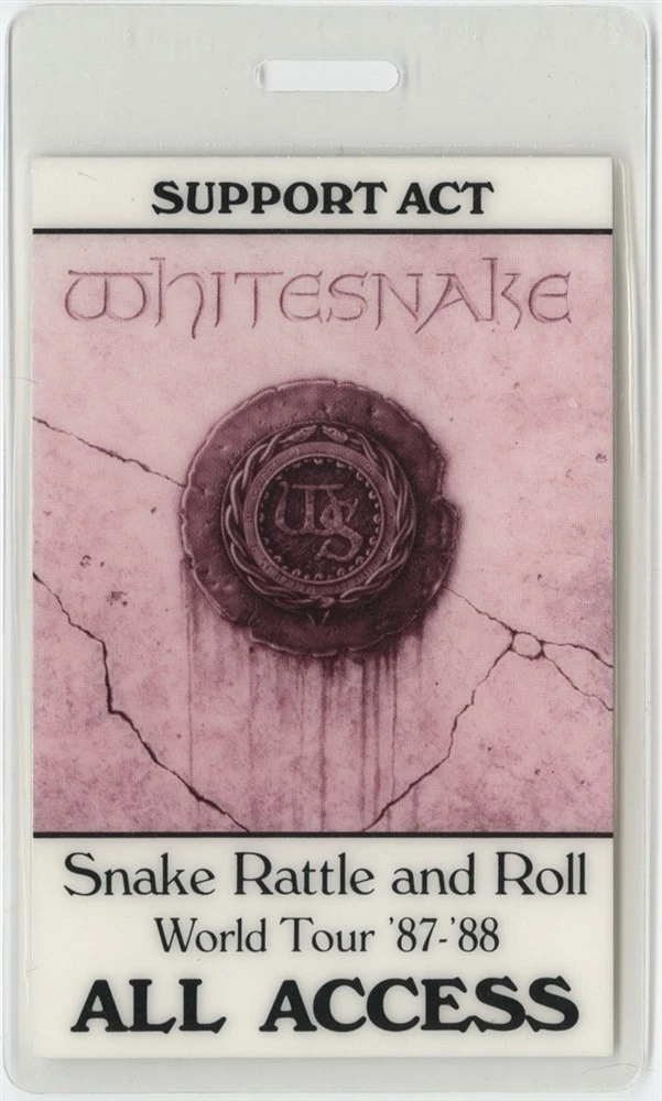 Whitesnake 1987 Snake Rattle and Roll Tour All Access Laminated Backstage Pass