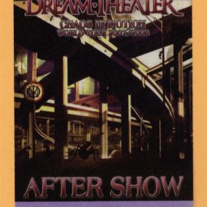 Dream Theater 2008 Chaos In Motion Concert Tour AFTER SHOW Backstage Pass
