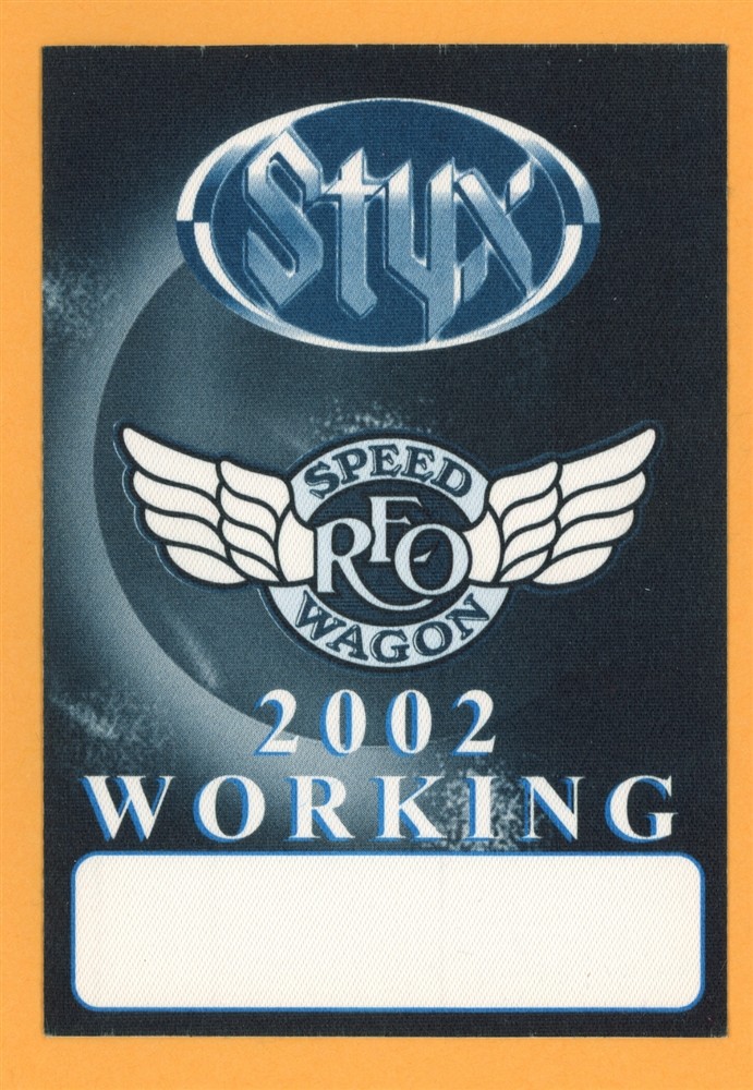 REO Speedwagon 2002 w/ STYX Concert Tour Working Backstage Pass