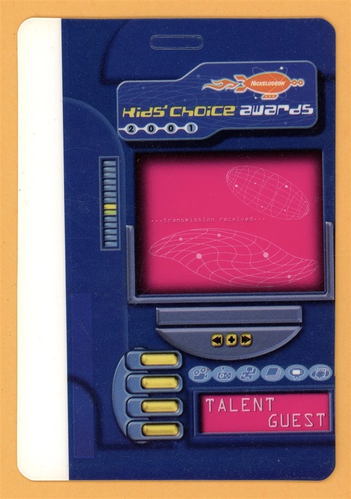 Nickelodean Kids Choice Awards 2001 Tour Talent Guest Laminated Backstage Pass